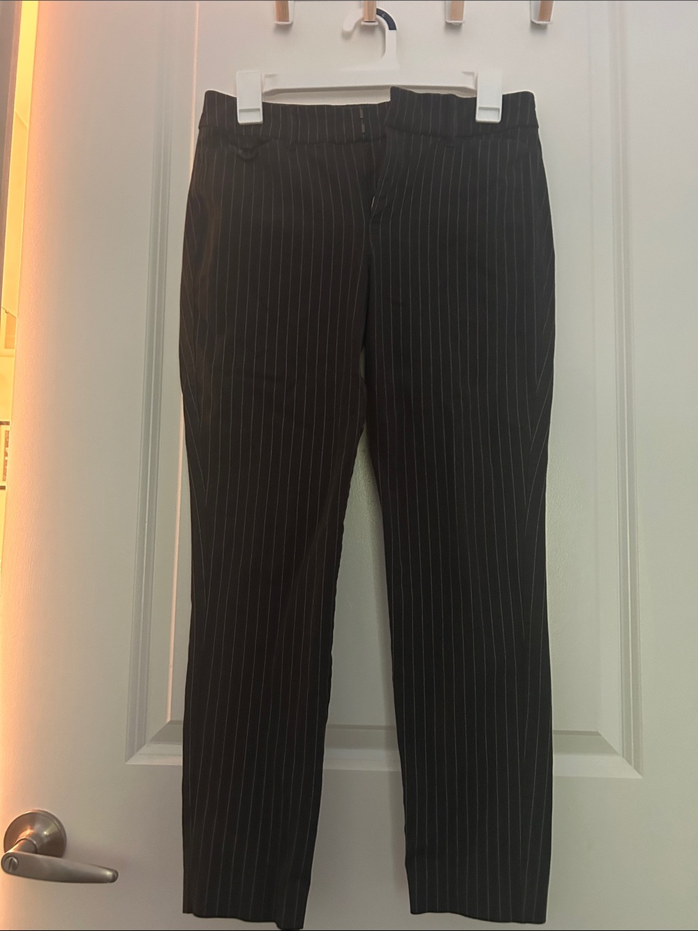 Old Navy Black Pinstripe Pixie Skinny High-Rise Pants